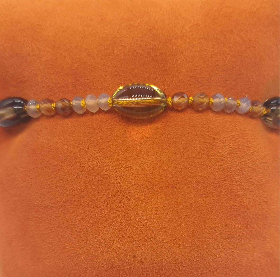 Bracelet en labradorite, grenat et quartz fumé