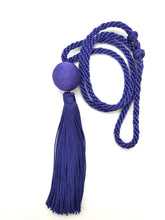 Load image into Gallery viewer, &lt;transcy&gt;Blue tassel long necklace - Vegetable silk - Large model - Passementerie&lt;/transcy&gt;
