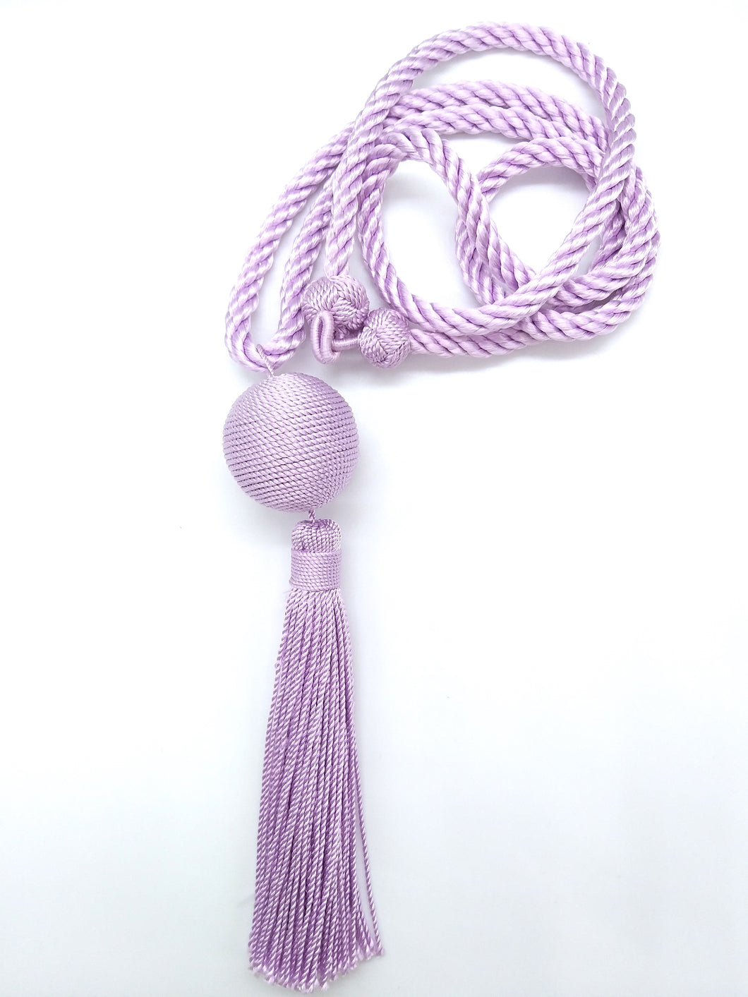 <transcy>Blue tassel long necklace - Vegetable silk - Large model - Passementerie</transcy>