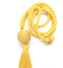 Charger l&#39;image dans la galerie, Collier sautoir pompon jaune - Soie végétale - Grand modèle - Passementerie
